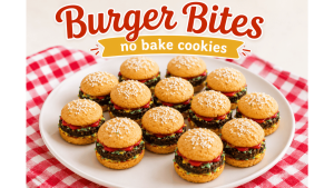Mini burger-shaped no-bake cookies