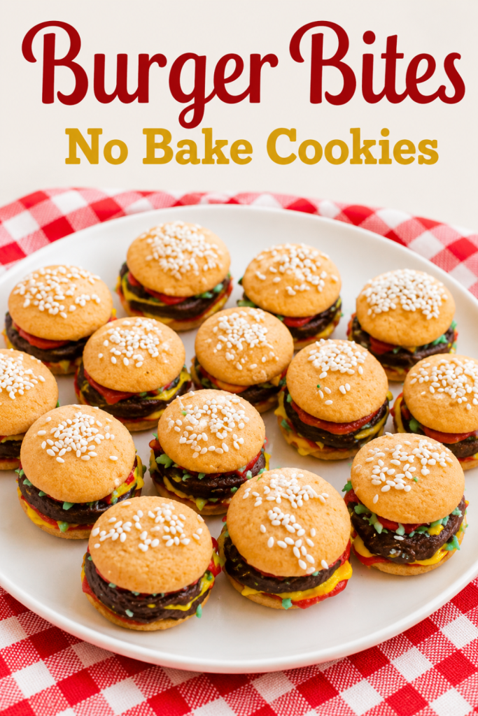 No Bake Burger Bite Cookies For Fun Party Desserts 1 No bake cookies for picnics or cookouts
