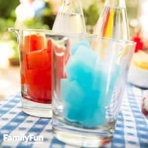 red white and blue spritzers ice cubes 4th of July Snack Idea