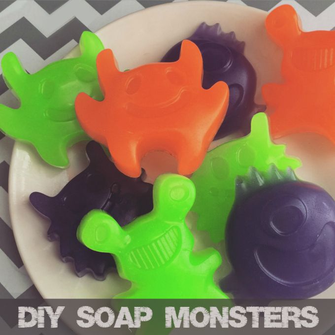 Super easy way to learn how to make soap for kids. My kids would love these fun colors and monster mold shapes.