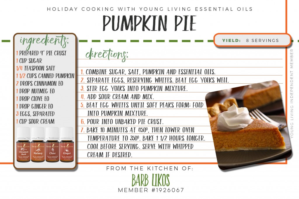 This pumpkin pie recipe will take divine with real essential oils. 