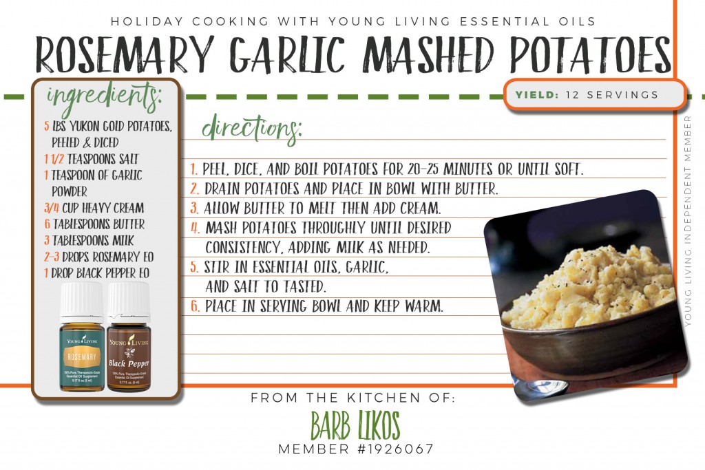 These may be the best mashed potatoes on the planet! Rosemary Garlic mashed potatoes with essential oils!