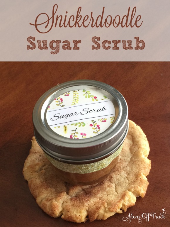 This Snickerdoodle DIY Sugar Scrub recipe is so easy to make. You can make up a batch of 12 in less than 1/2 hour. Perfect holiday gift!