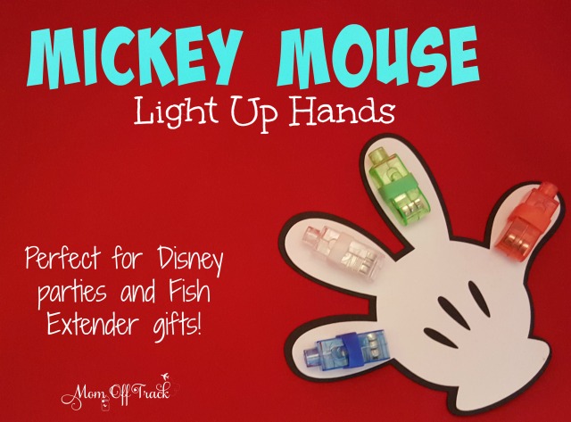 These Mickey Mouse light up hands with finger lights are so easy to make. Perfect for Disney parties and Fish Extender gifts. 