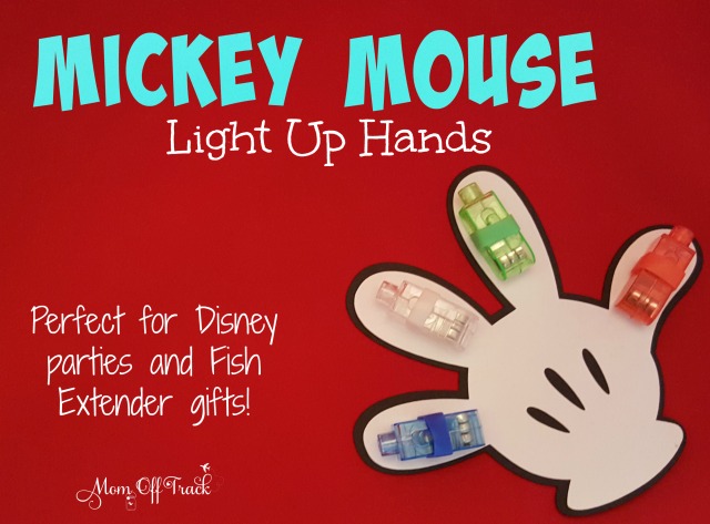 These Mickey Mouse light up hands with finger lights are so easy to make. Perfect for Disney parties and Fish Extender gifts.