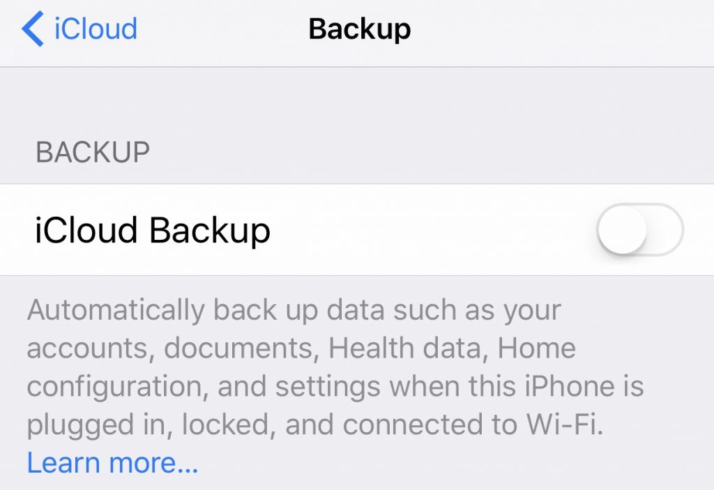 Minimize data use on a cruise step 4: turn off icloud backup