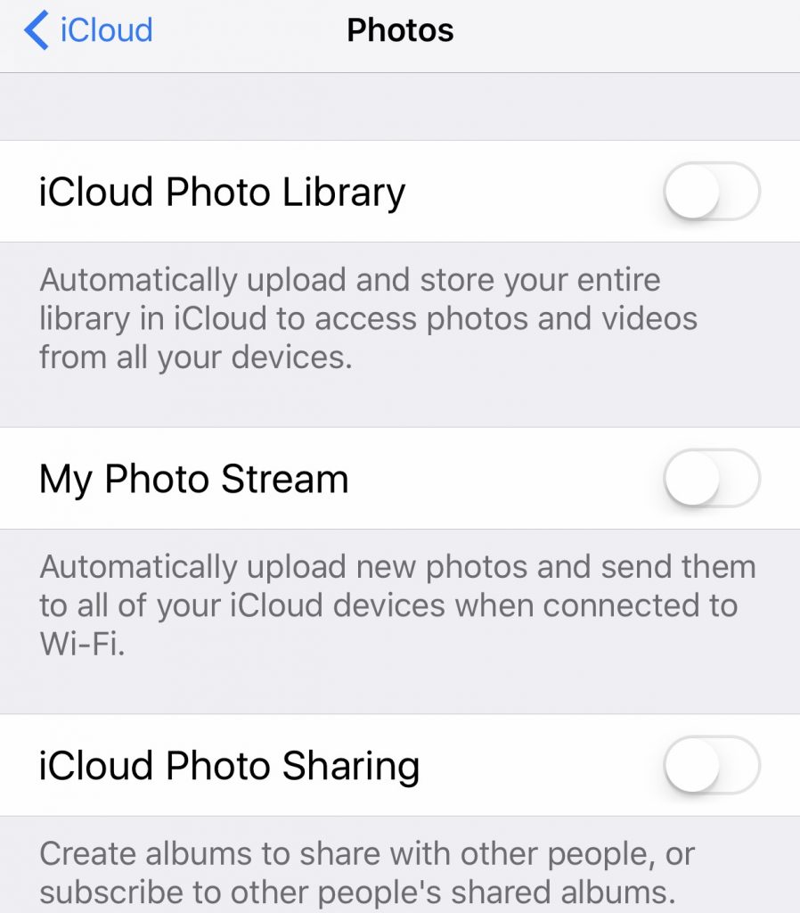 Minimize data use on a cruise step 5: turn off icloud photo library