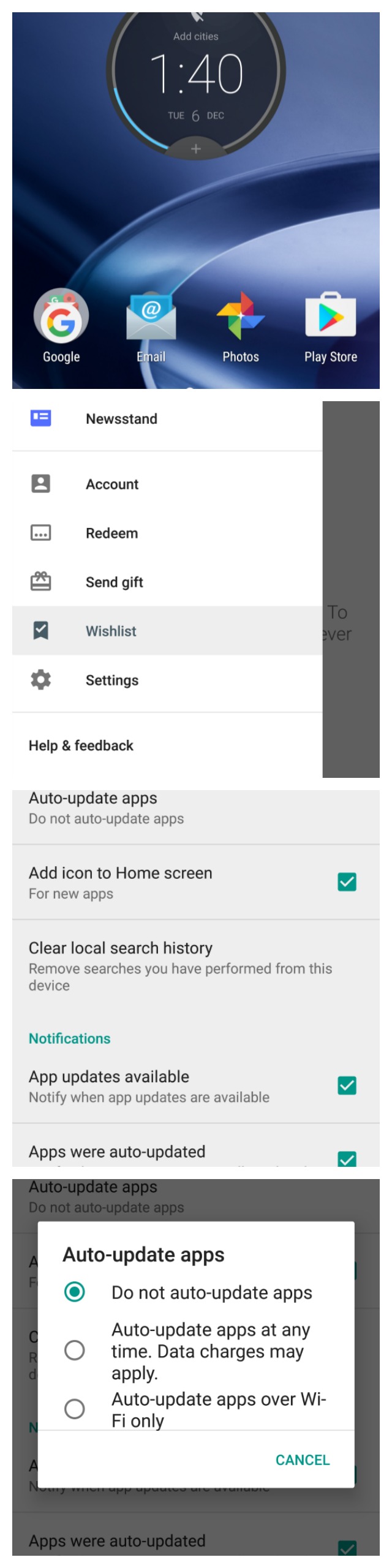 minimize data for cruise on android step 1-do not auto update apps
