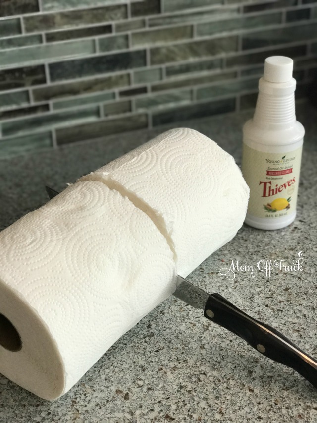DIY Cleaning wipes cut paper towel in half