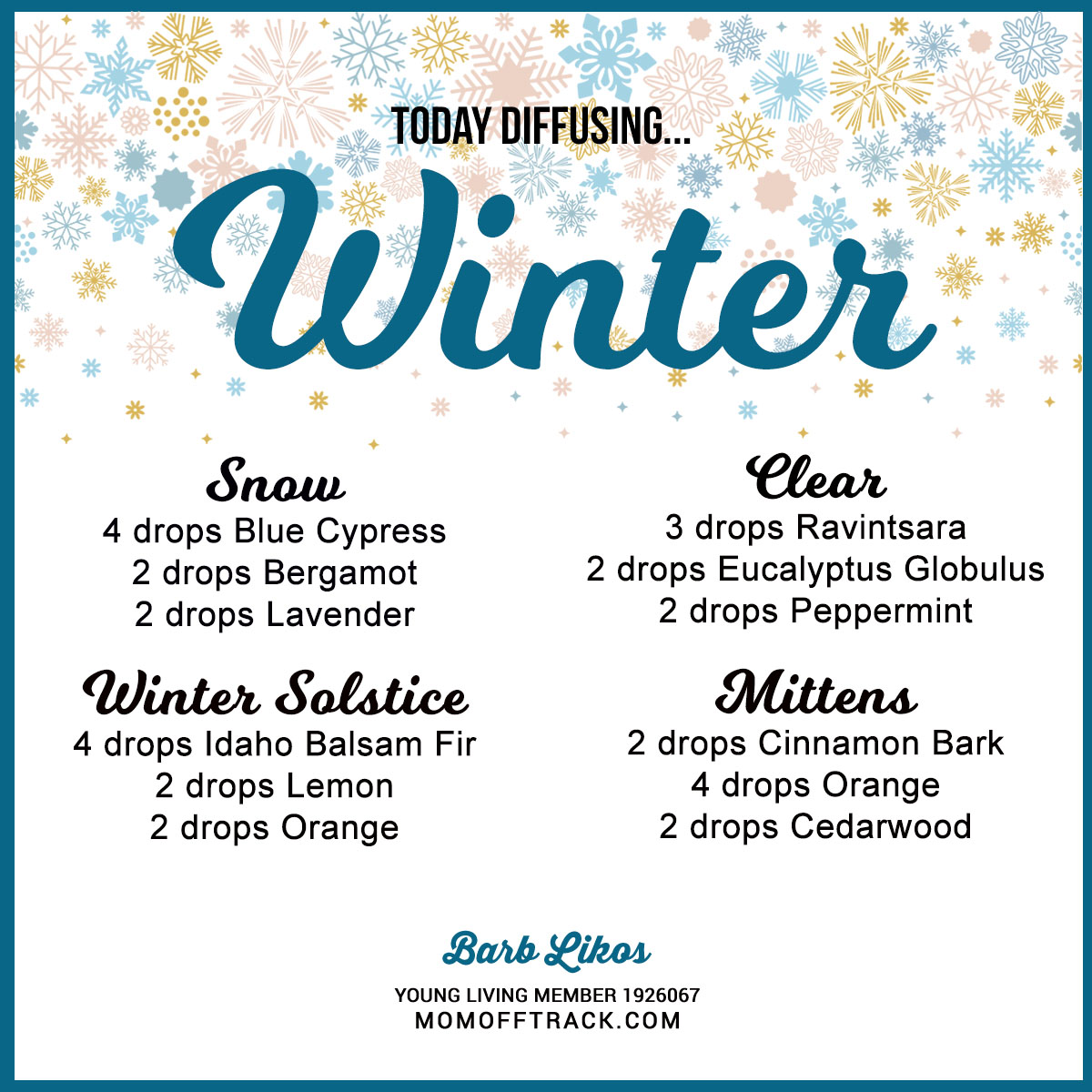 Winter Essential Oil Diffuser Recipes - Mom Off Track