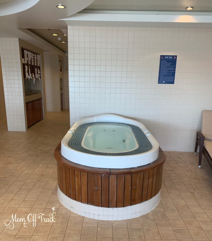 Norwegian Pearl Thermal Suite personal hot tub in the women's locker room